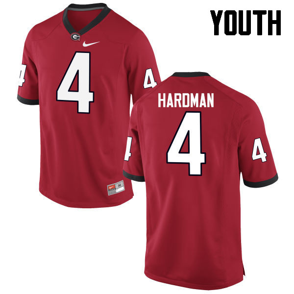 Georgia Bulldogs Youth Mecole Hardman #4 Red Stitched College UGA Football Jersey 23HQ014ZZ